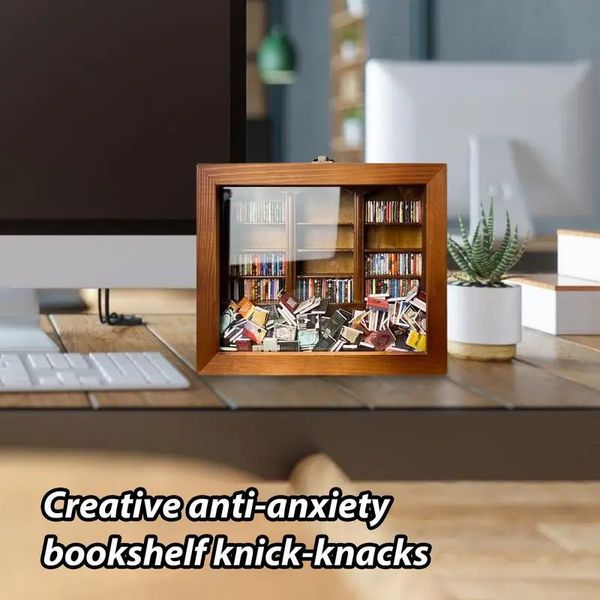 Neuheiten: Kreatives Anti-Angst-Bücherregal, kleines Ornament, Stressabbau-Geschenk, schütteln Sie Ihre Angst weg, Weihnachtsgeschenke für die Familie, 231129