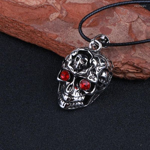 Anhänger Halsketten Mode Hip Hop Punk Red Eye Schädel Wild Street Style Unisex Halskette Zubehör Schmuck Geschenk Großhandel