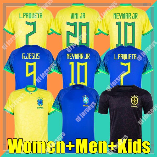 22 23 24 BRASILIEN Fußballtrikots L.PAQUETA NEYMAR VINI JR.Weltmeisterschaft P.COUTINHO RICHARLISON Fußballtrikot G.JESUS T.SILVA BRUNO G. PELE CASEMIRO Männer Frauen Kinder Kit Trikot