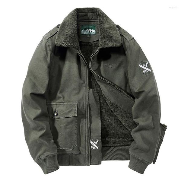 Herren Jacken Herbst Winterjacke Männer Dicker Warmer Fleece Mantel Militärisch Lässig Bomber Windjacke Kleidung Reine Baumwolle Oberbekleidung