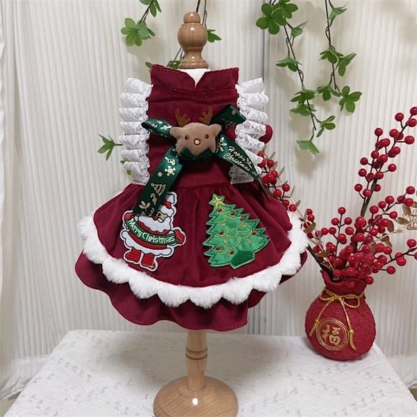 Hundebekleidung Vintage-Stil Haustier-Hundekleidung Weihnachten Lolita-Partykleid Kleider für kleine mittelgroße Hunde Chihuahua-Welpen-Outfits 231129