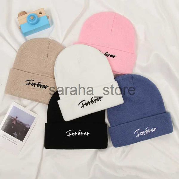 Beanie/Kafatası Kapakları Toptan Bonnet Nakışları Sonsuza Kadar Mektuplar Kış Sevenler İçin Kış Örgü Şapkaları Akrilik Sıcak Kayak Kafataları Beanies YD028 J231130