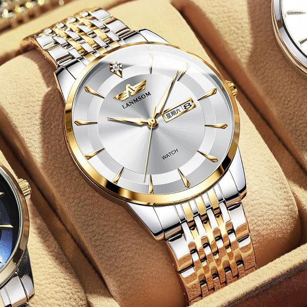 Нарученные часы бренд часа алмазного водонепроницаемого двойного календаря бизнеса бизнеса