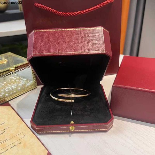 Tiffahylioes Armreif Gold Nail Designer Armreifen für Damen Herren Edelstahllegierung Armband plattiert Silber Rose Schmuck Diamant