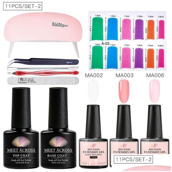 Nail Art Kits Nail Art Kits Meet Across Extension Poly Gel Set mit UV-LED-Lampe, schnell trocknend, für Maniküre, Finger-Set, Drop-Lieferung H Dh0Gm