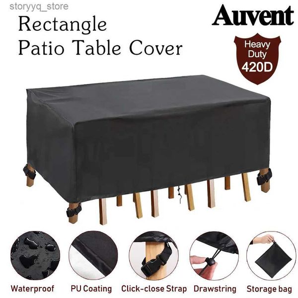 Capas de cadeira 420D Heavy Duty Waterproof Pátio Mobiliário Capa Retângulo Jardim Chuva Neve Capa Ao Ar Livre para Sofá Mesa Cadeira À Prova de Vento Anti-UV Q231130