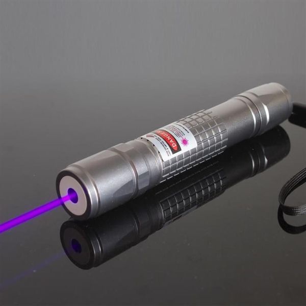 Hochleistungs-fokussierbarer 405-nm-UV-Laserpointer Blau Violett Lila mit 5 Sternkappen Taschenlampen Torches350j