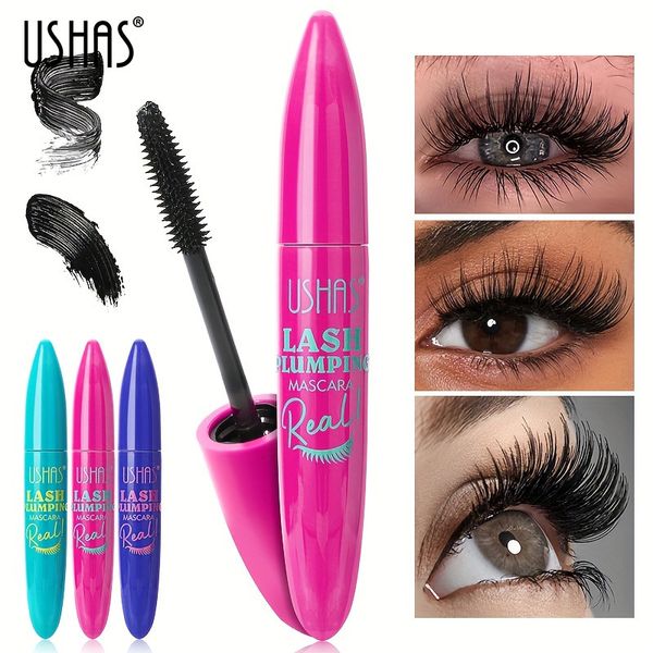 USHAS Eye Black Thick Slender Curl 4D wasserfeste Flüssigfaser-Make-up-Wimperntusche