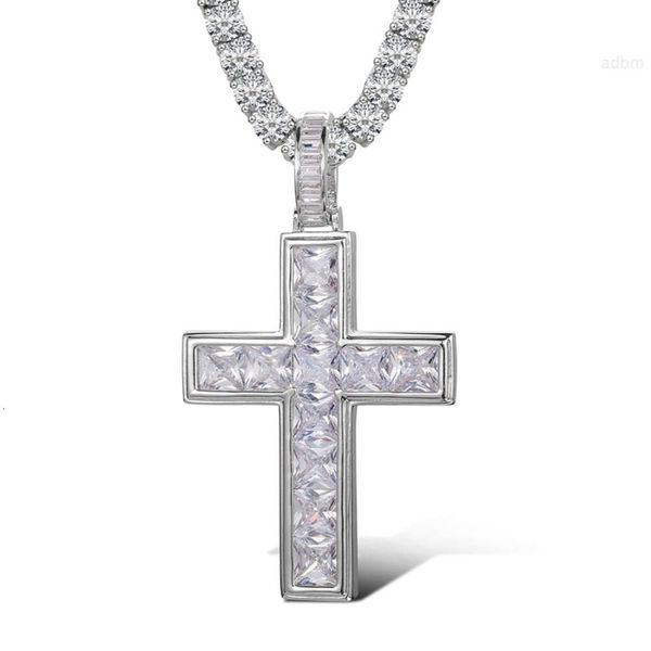 11,5 ct Princess Cut Kreuz 925 Silber Anhänger Vvs d Farbe Moissanit Baguette Diamant Schmuck Iced Out Mann Frau