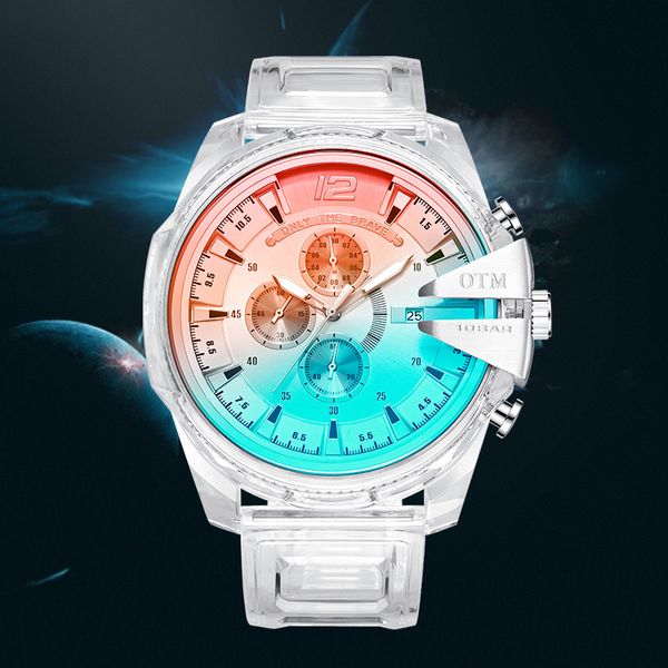 Men Luxury Designer Quartz automático OTM Dnly The Brave 55mm 30ATM Watch Mens Auto 5 Hands Watches Wristwatch