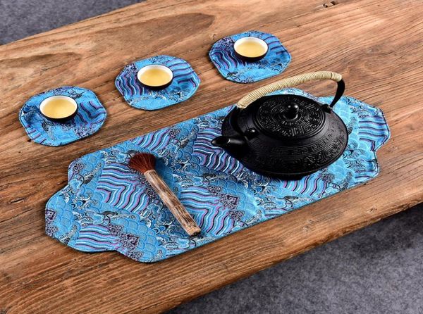Mais recente luxo pequeno corredor de mesa pano de mesa de chá chinês placemats high end brocado mesa de jantar esteira almofada protetora tamanho 48x21536248