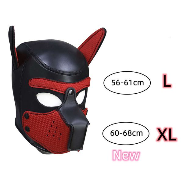 Prodotti per massaggi XL Nuovo aumento Cuccioli di grandi dimensioni Cosplay Neoprene Fetish Hood Maschera per cani Giocattoli sexy con naso staccabile per coppie Bondage BDSM