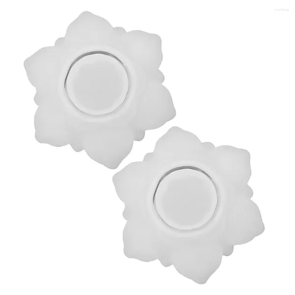 Castiçais 2 Pcs Lótus Castiçal Molde Concreto Epoxy Tealight Titular Resina Sílica Gel Artesanato Fazendo