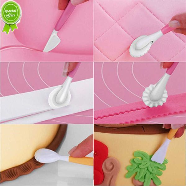 Neue 4 Teile/satz Fondant Kuchen Dekorieren Modellierwerkzeuge 8 Muster Blume Dekoration Stift Gebäck Schnitzen Schneider Backen Handwerk Formen DIY