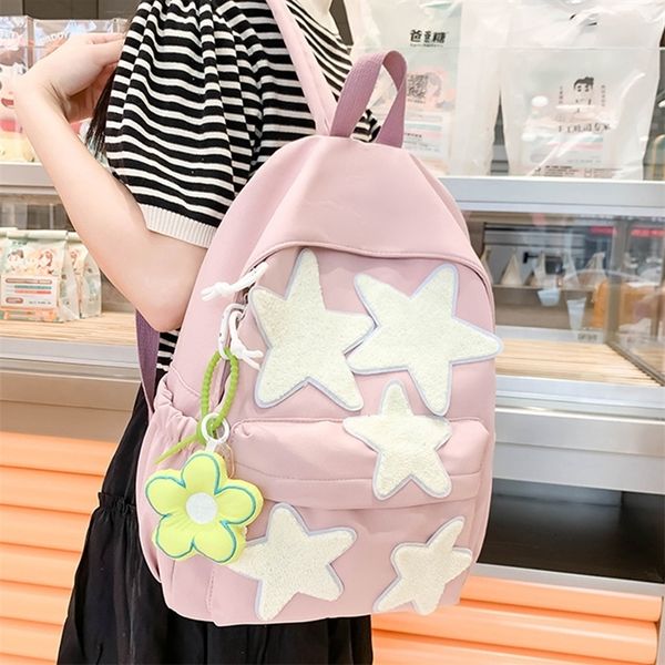 Saco de noite s mochila escolar casual bonito cinco pontas estrela escola para adolescentes meninas estudantes estilo coreano portátil saco 231129