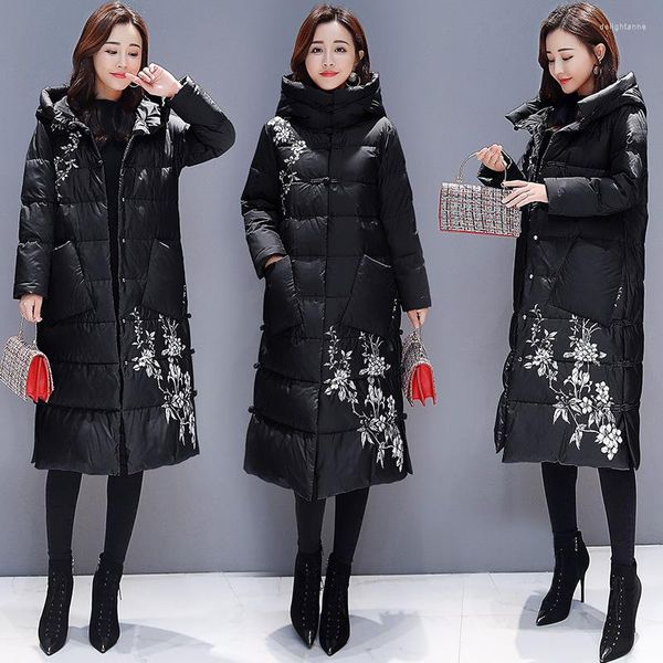 Herren Daunen 2023 Herbst und Winter Reißverschluss Mode Bequeme Dünne Lange Chinesische Art Elegante Baumwoll Damenjacke