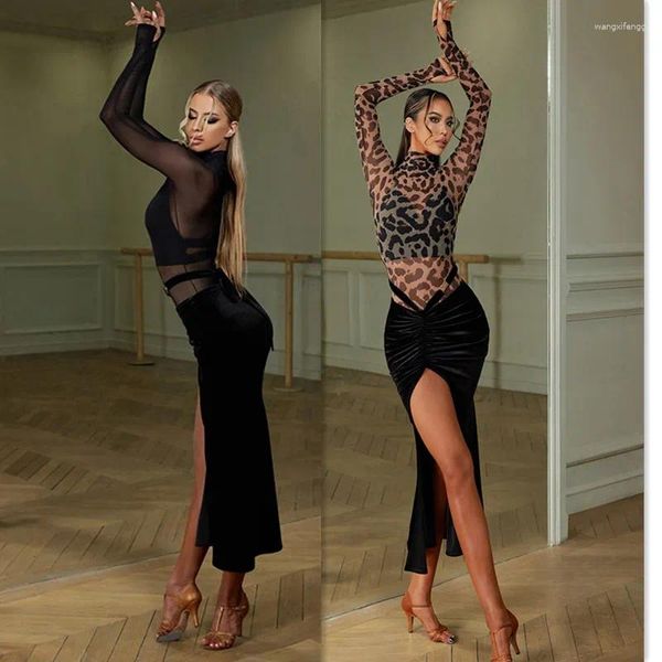 Stage Wear Abito da ballo latino BlackTango Rumba ChaCha Abiti Donna 2379