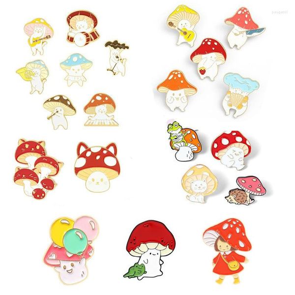 Броши ins tide creative brooch cartoon mushroom Man and лягушанка милая антикларская эмалевая знака с эмамельными аксессуарами.