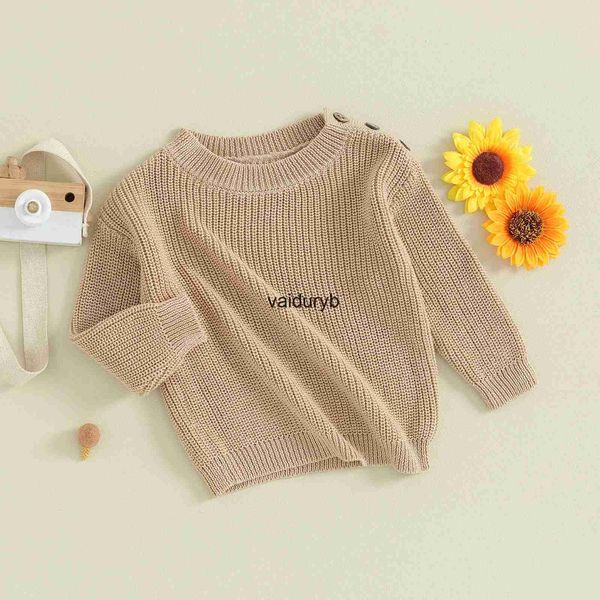 Pullover Winter Baby Pullover Neugeborene Jungen Mädchen Pullover Kleinkind Oberbekleidung Knöpfe Rundhals Langarm Strickpullover Tops Kinderkleidungvaiduryb