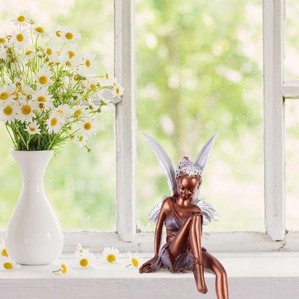 Decorações de jardim em miniatura fadas estatuetas acessórios resina fada para desktop ao ar livre gramado suprimentos decoração para casa