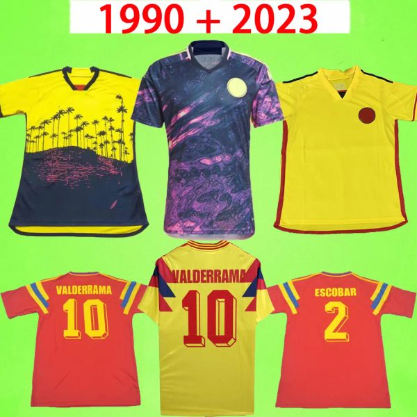 Valderrama Colômbia 1990 Retro Futebol Jerseys 2023 2024 Clássico Comemorar Coleção Antiga Camisa de Futebol Vintage T Escobar Guerrero FALCAO JAMES CUADRADO