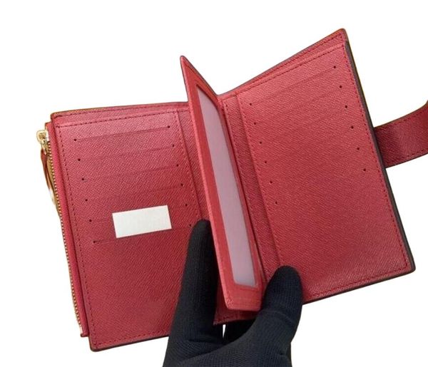 Portafoglio da donna Portamonete Portamonete da donna in vera pelle con finestra identificativa Porta carte rosso nero con scatola regalo di Natale
