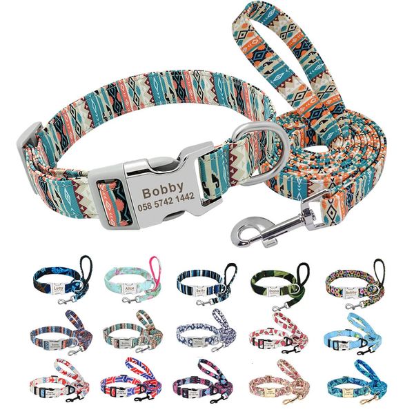 Collari per cani Guinzagli Collare per cani stampato in nylon Set di guinzagli Collare per cani personalizzato Collana Targhetta identificativa con incisione gratuita per cani di piccola taglia 231129