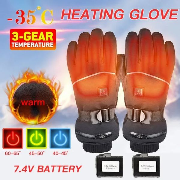 Fünf-Finger-Handschuhe, Winter, warm, elektrisch, beheizt, Thermo-Motorradhandschuh, Skifahren, Radfahren, winddicht, wiederaufladbar, mit Akku, Touchscreen, Wärme, 231130