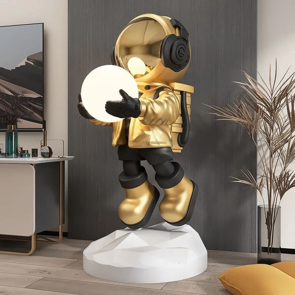 Neuheiten Artikel Moderne Kunst Wohnkultur Astronaut Statue Harz Handwerk Mode Skulptur Kreative Korridor Licht Innen Boden Dekoration Ornamente 231129