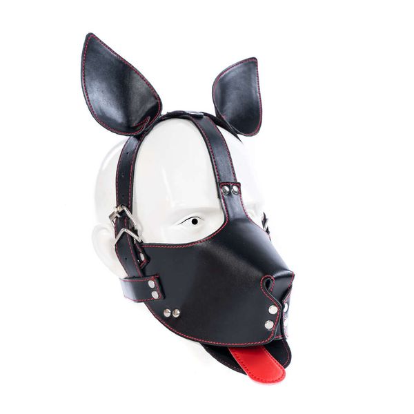 Prodotti per massaggi Accessori esotici in pelle erotica Cuccioli per animali domestici Cappuccio da gioco per uomini Donne Coppie BDSM Bondage Schiavo Pet Roleplay Party Pup Mask