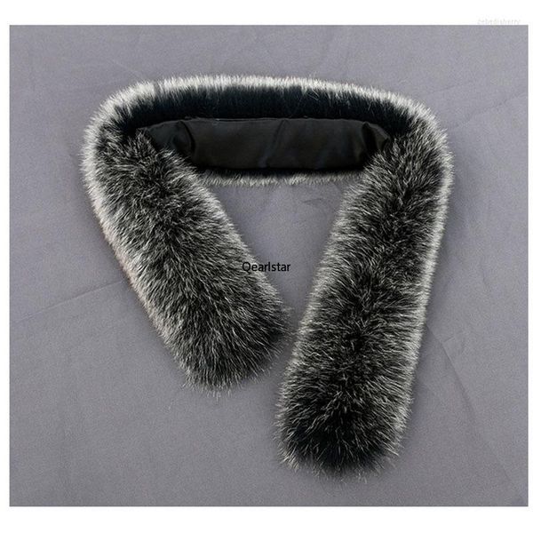 Sciarpe 2023 Collo in vera pelliccia per donna Uomo Giacche Cappuccio Fluffy Natural 70cm 75cm Fashion Nero con punte bianche Colore