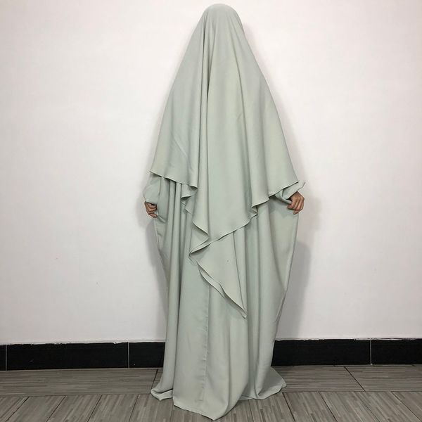 Ethnische Kleidung Abaya Khimar Set Hochwertige Nida Muslimische Frauen Langarm Zweiteiliges Gebet Hijab Kleid Islamische Kleidung 230131