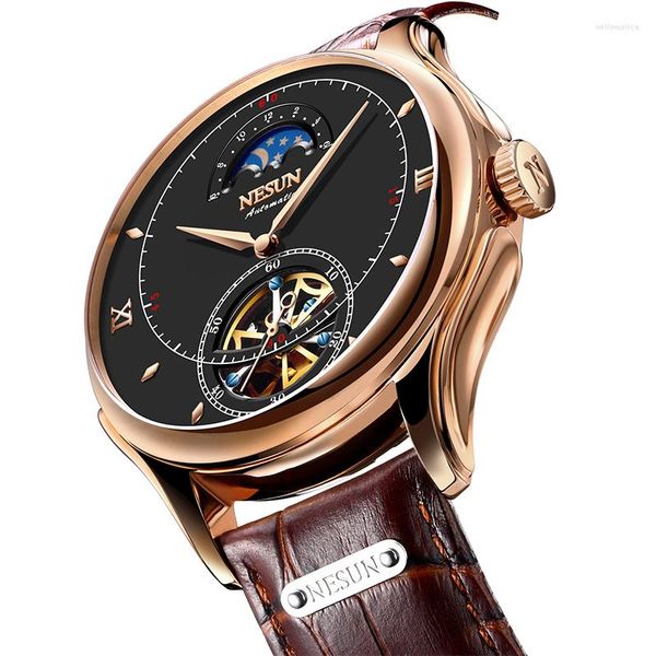 Avanadores de pulso da Suíça Top Brand Nesun Official Tourbillon Homem Mecanismo Automático Squeleleton Business Watch Montre Homme