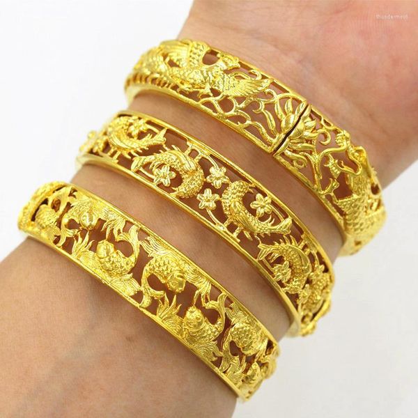 Armreif Gold gefüllt 14 mm Wode Hohl Armreifen Armbänder für Frauen reine Farbe Hochzeit Manschette Großhandel Schmuck OHNE BOX