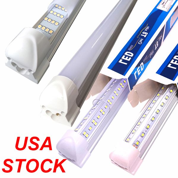 8ft LED Tüpler Dükkan Işığı 6000K Soğuk Beyaz V Şeker T8 LED Tüp Işık Fikstürü Tezgah Altındaki Dolap Çalışma Tezgahı Tapası ve Açma/Kapama Anahtarı ile Oynayın