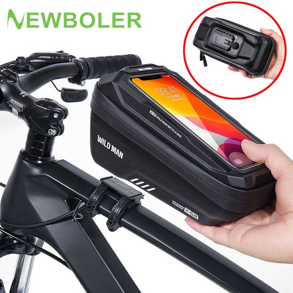 Borse laterali NEW WILD MAN Supporto per telefono da bicicletta Impermeabile Quick Release Bike 6.9in Ciclismo Borsa touchscreen Accessori MTB 0201