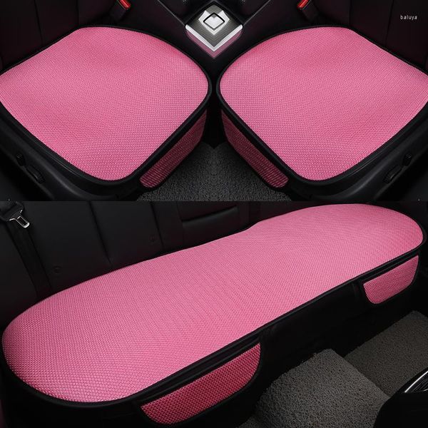 Capas de assento de carro 3pcs Seda de gelo respirável Four Seasons Cushion Protector Pad encanamento traseiro traseiro para a maioria dos carros verão