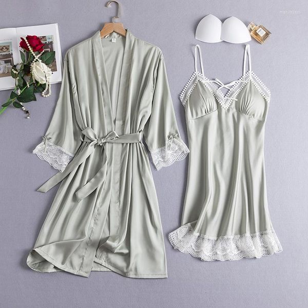 Abbigliamento per il sonno femminile 2023 abito da sposa abito abito abito da notte intimo sexy abito notturno dolce in pizzo faux fauci notturno di seta da notte pigiama