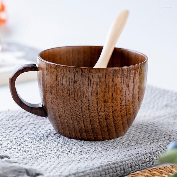 Tassen Untertassen Holz Big Belly Bier Tee Kaffee Milch Wasser Tasse Handgemachte natürliche Fichtenholz Saft Becher Küche Bar Trinkgeschirr