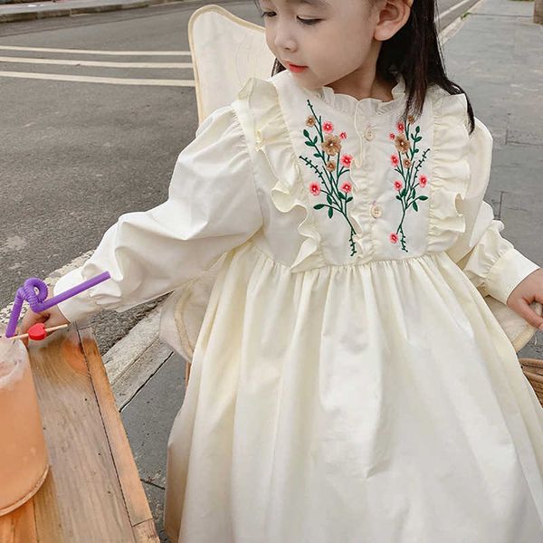 Весенние новые модные платья принцессы для девочек в корейском британском стиле для детей, модная детская одежда, очаровательное платье