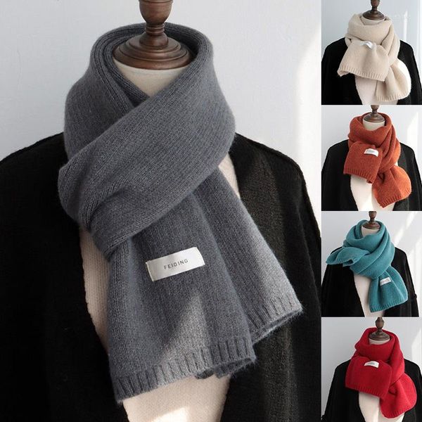 Schals Damen-Schal für Herbst und Winter, schmal geschnitten, weich, braun, weiß, warm, Strickwolle, Innenkragen, Kaschmir-Schal