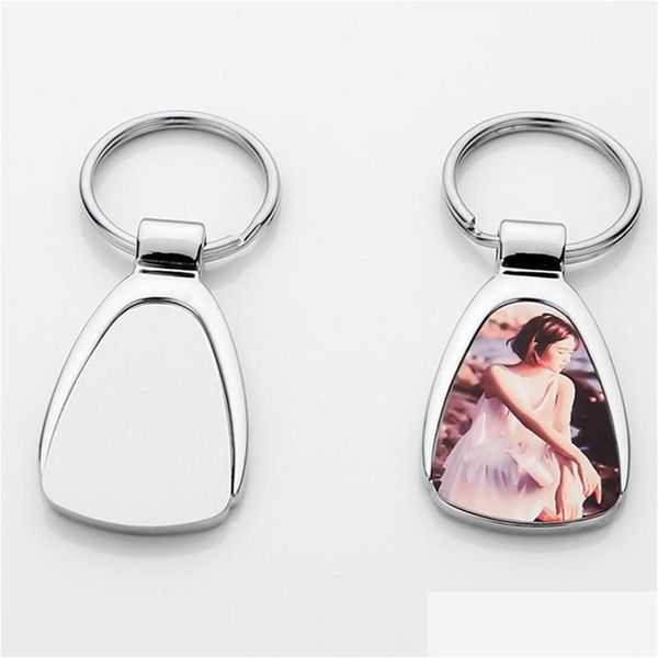 Keychains Bedanyards Diy PO Frame sublima￧￣o em branco Couro T￩rmico Transterno quadrado Chaveiro redondo Keyring Sier Car chave de chave para homem dhth9