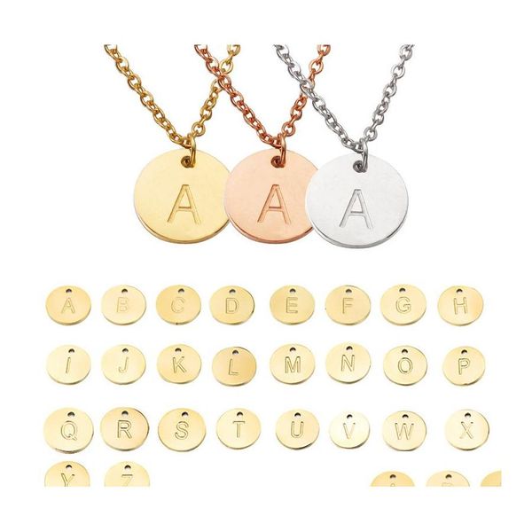 Anh￤nger Halsketten verkaufen 26 Buchstaben anf￤nglich f￼r Frauen Edelstahl Name M￼nzbrief Halskette Freunde Familie Alphabet Party Juwel otrkl otrkl