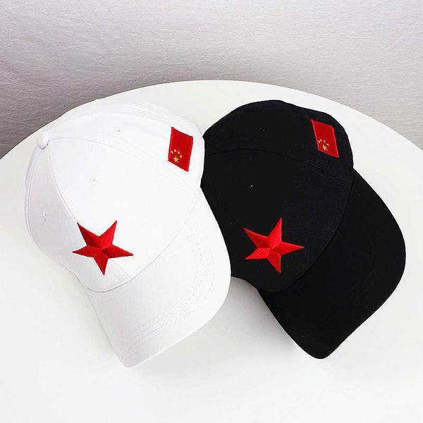 Ball Caps Summer Men e feminino Cap de beisebol de alta qualidade Red Five Star Bordado Nacional Bordado Banheira Baseball Capas de Sombra G230201