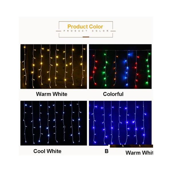 Party Dekoration 8M40M Weihnachtsgirlande LED Vorhang Eiszapfen Lichterkette 220V Droop 0,40,6M Mall Traufe Garten Bühne Outdoor Decorati Dhirp