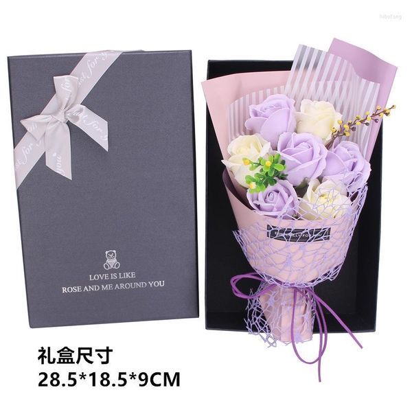 Flores decorativas do dia dos namorados no dia dos namorados pequenos rosa coreano Bouquet Caixa de presente criativo Flor Flor Art Mother Decore