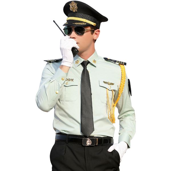 Camisas casuais masculinas Milled Milite Security Uniform Male Slim Business Summer Office Macicless Capitão Vestido ao ar livre de luxo 230201