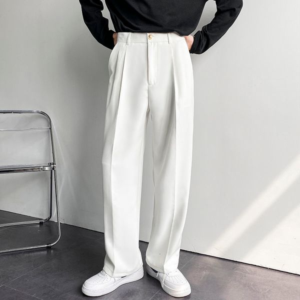 Herrenhosen privatcher weiße solide Weitbeinanzug Casual 2023 Modemarke Männliche Hosen Baggy koreanische Kleidung 230131