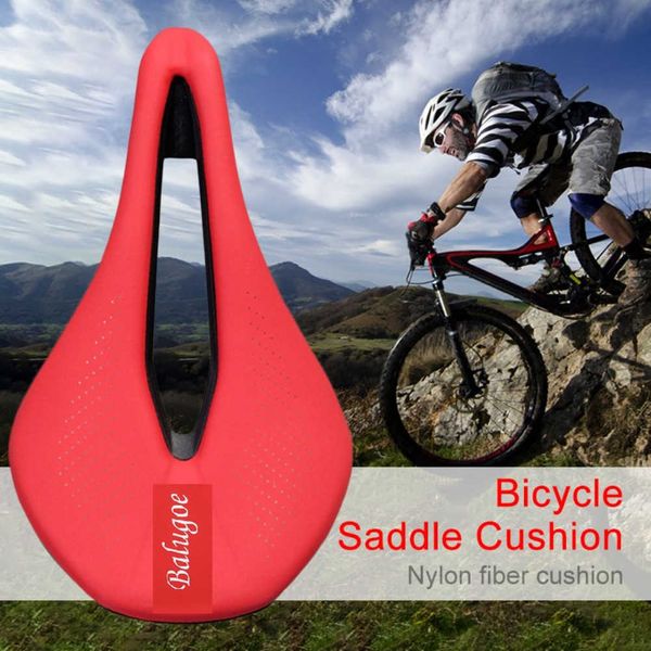 S Bicicleta MTB Bike Fiber de Carbono PU Respirável Soft for Man Cycling Saddle Trail Races Comfort Seat Red White 0131