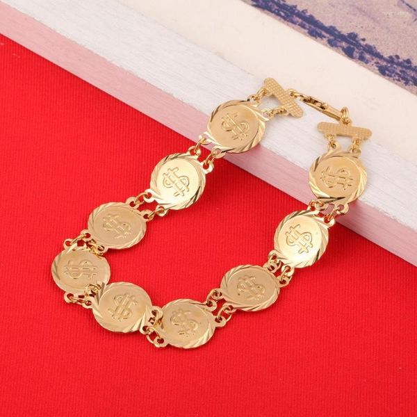 Link Armbänder US Geld Münze Armband Schmuck Gold Farbe Frauen Großhandel Dollar